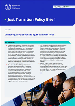 Cover of ILO Just Transition Policy Brief