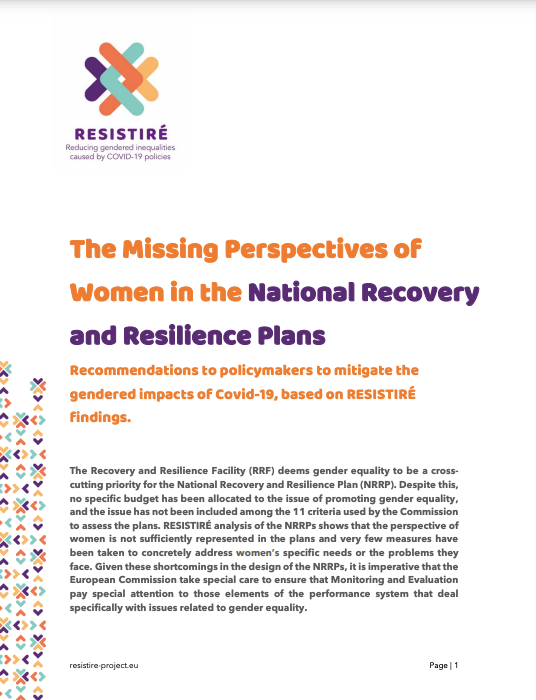 Cover of RESISTIRE Factsheet